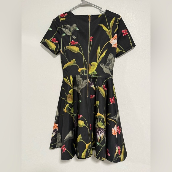 Ted Baker Dress Moven Floral Skater Fit And Flare Botanical Black Size 1 - Picture 8 of 8